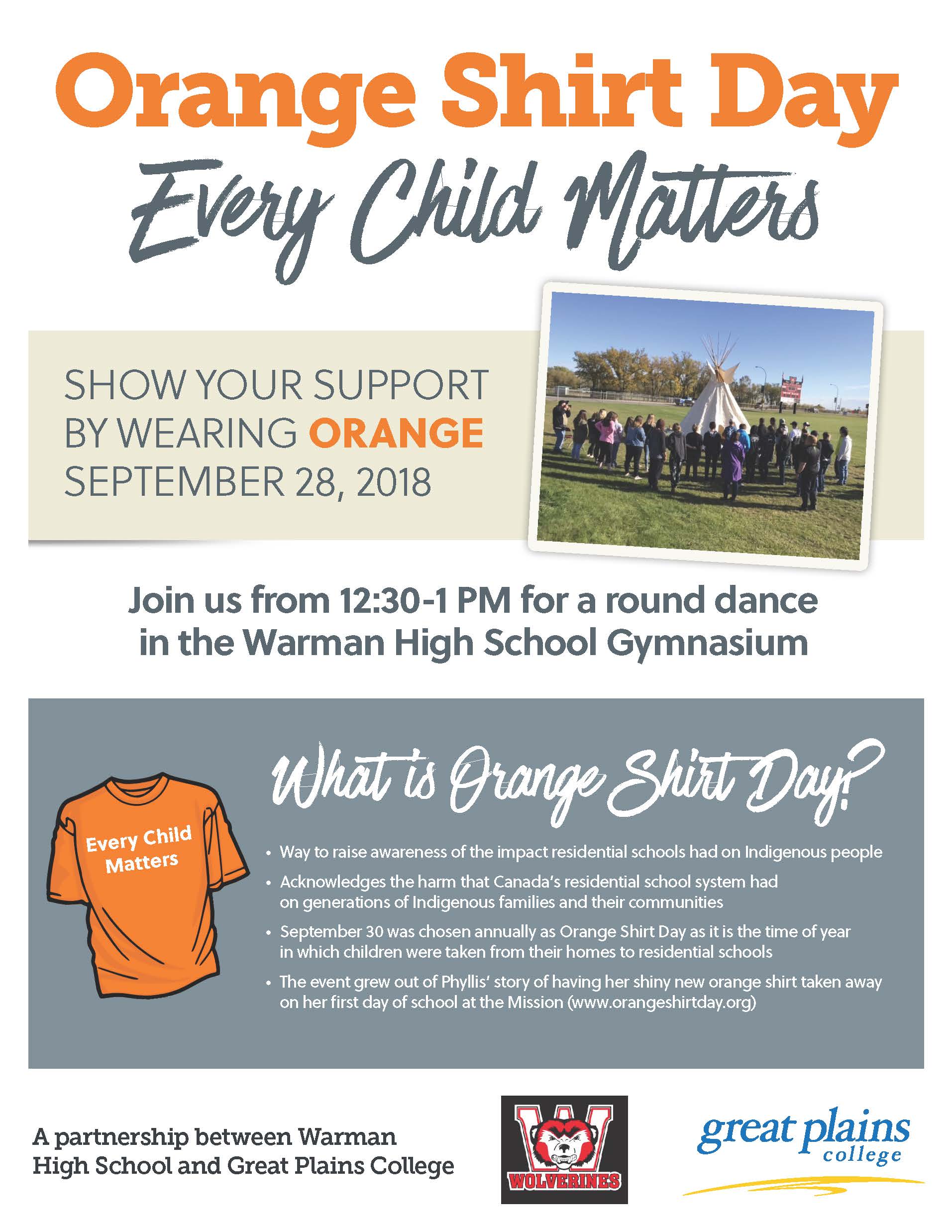 Orange Shirt Day Great Plains College